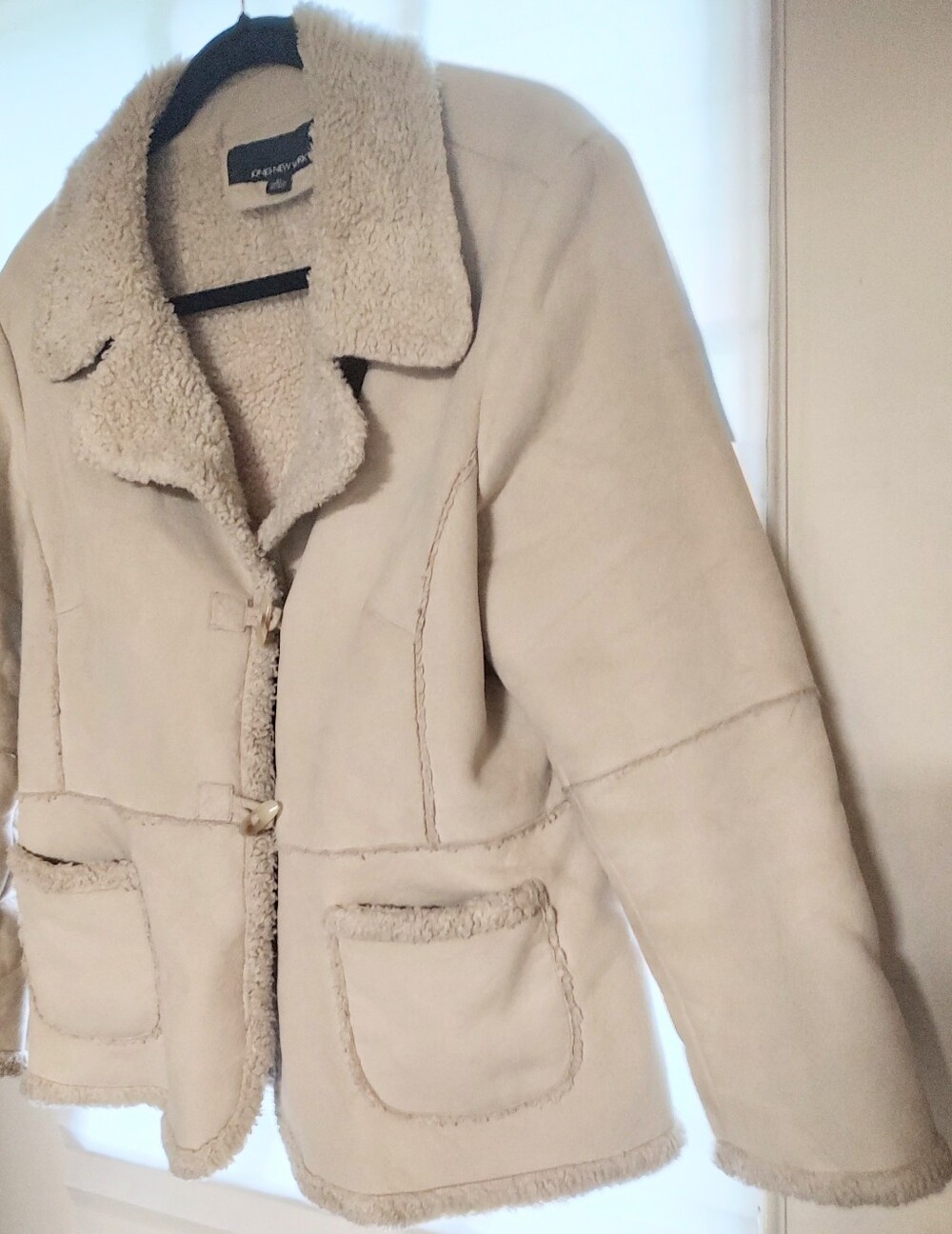 Jones New York Cream Faux Suede-Sherpa Lined Women's Jacket XL